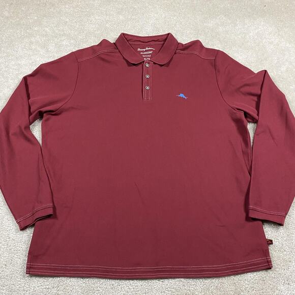 Tommy Bahama Other - Tommy Bahama Polo Shirt Mens XL Red IslandZone Long Sleeve Performance Supima
